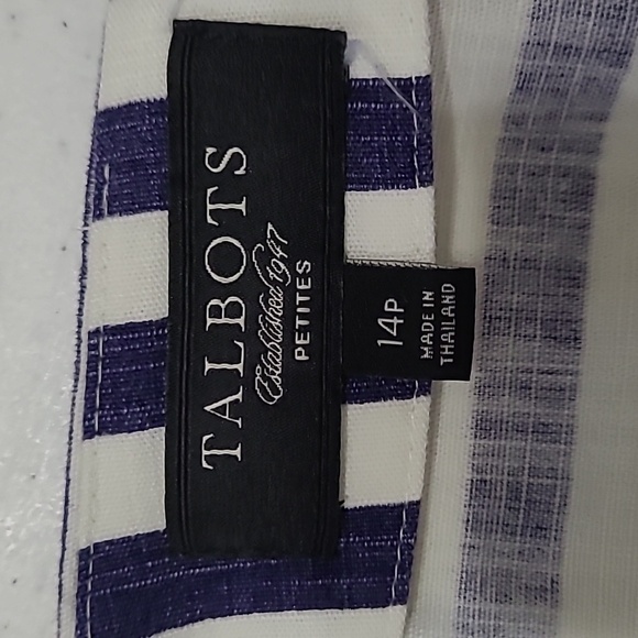Talbots Navy & White Striped Pencil Skirt With Hidden Back Zipper size 14 PETITE - Picture 4 of 7